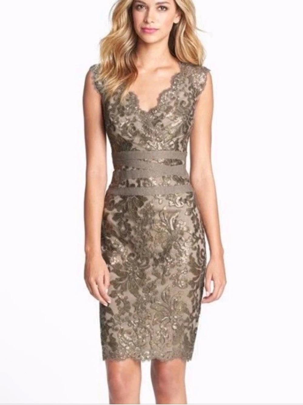 Tadashi Shoji Elegant Lace & Sequins Dress